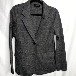 Talbots Womens Size 8 Gray Wool Lightweight Long Sleeve V-Neck Pocket Blazer